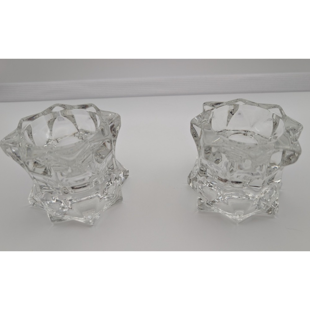 Mikasa Sparkling Star Crystal Votive & Taper Candle Holders Set of 2